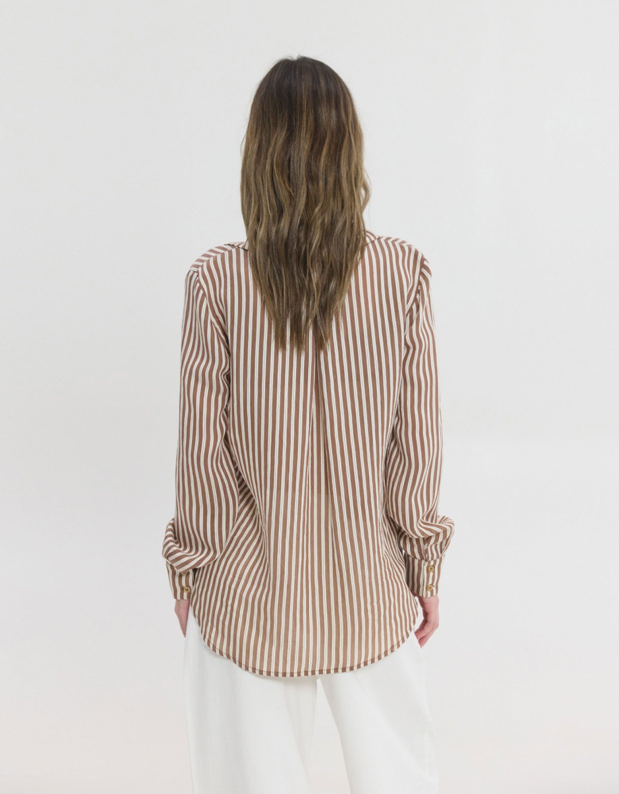 Sunset go Lucida semi sheer shirt brown